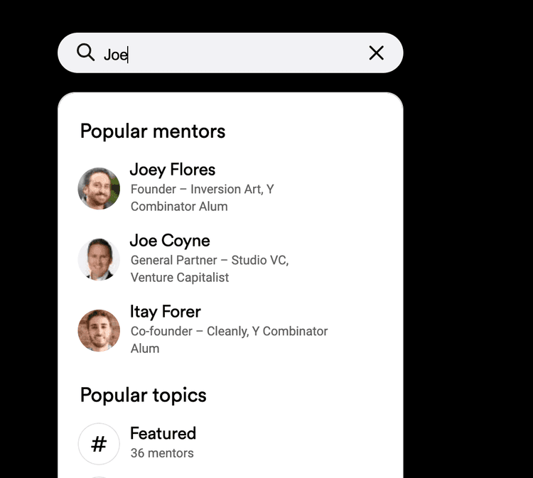 Mentorcam Search Bar